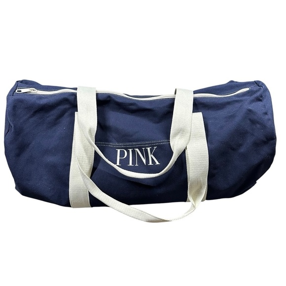 NEW Victoria's Secret PINK Duffle Bag Navy Zipper Top Double Handle - Picture 5 of 6